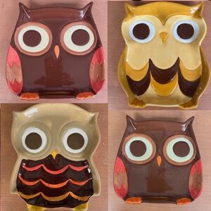Mesa Home SET OF FOUR “New vintage” owl whimsy cheese/charcuterie plates